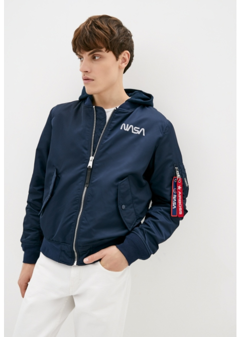 Куртка-Бомбер MA-1 Hooded NASA з капюшоном Синій