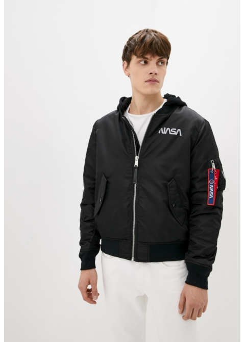 Куртка-Бомбер МА-1 Hooded NASA з капюшоном Чорний